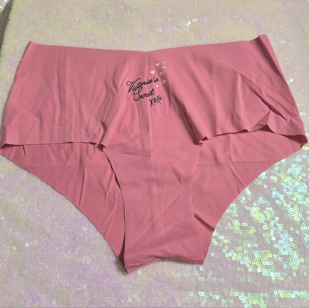 5/$40🛍 Victoria's Secret No-Show Heart Lace Cheeky XOXO Pink Panty NWOT